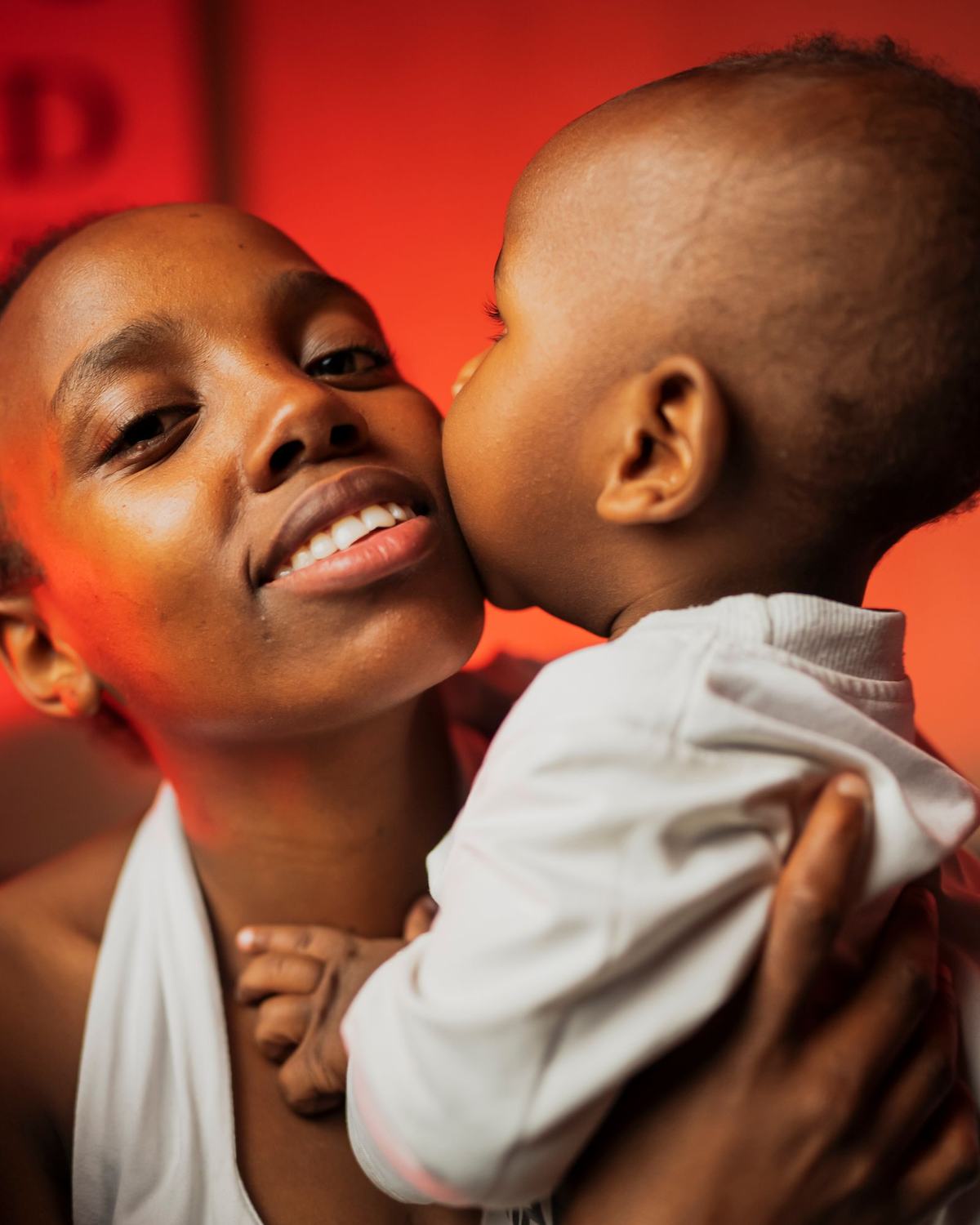 A mother hugging her child in Nairobi